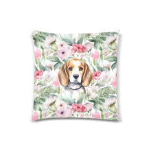 Load image into Gallery viewer, Blossoming Beauty Beagle Throw Pillow Cover-Cushion Cover-Beagle, Home Decor, Pillows-White1-ONESIZE-2