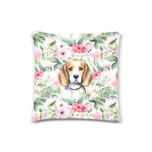 Load image into Gallery viewer, Blossoming Beauty Beagle Throw Pillow Cover-Cushion Cover-Beagle, Home Decor, Pillows-White1-ONESIZE-1