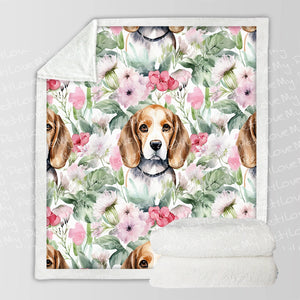 Blossoming Beauty Beagles Soft Warm Fleece Blanket-Blanket-Beagle, Blankets, Home Decor-10