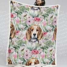 Load image into Gallery viewer, Blossoming Beauty Beagles Soft Warm Fleece Blanket-Blanket-Beagle, Blankets, Home Decor-11