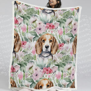 Blossoming Beauty Beagles Soft Warm Fleece Blanket-Blanket-Beagle, Blankets, Home Decor-11