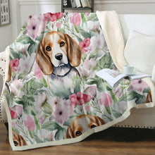 Load image into Gallery viewer, Blossoming Beauty Beagles Soft Warm Fleece Blanket-Blanket-Beagle, Blankets, Home Decor-12