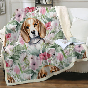 Blossoming Beauty Beagles Soft Warm Fleece Blanket-Blanket-Beagle, Blankets, Home Decor-12