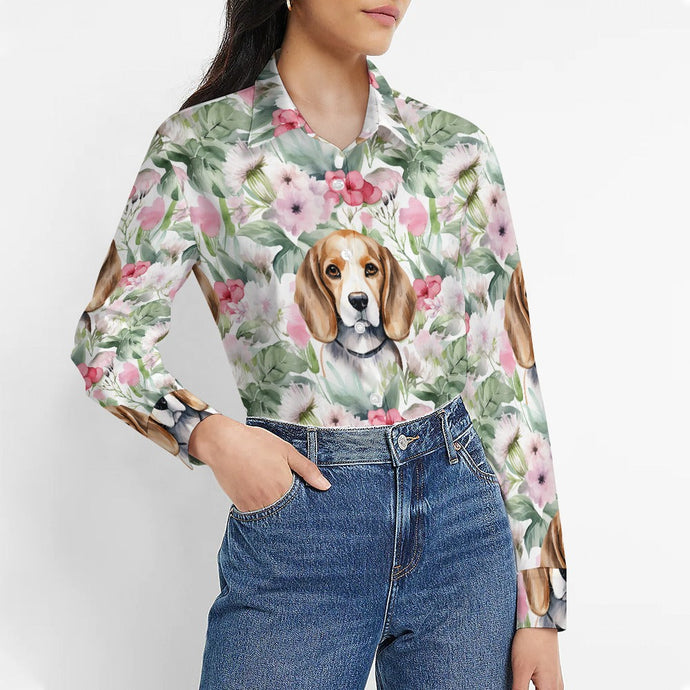 Blossoming Beauty Beagles Women's Shirt-3