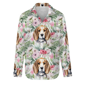 Blossoming Beauty Beagles Women's Shirt-S-White-1