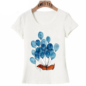 Blue Balloon Dachshund Love Womens T Shirt-Apparel-Apparel, Dachshund, Shirt-6