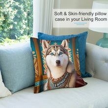 Load image into Gallery viewer, Blue-Eyed Majesty Siberian Husky Plush Pillow Case-Cushion Cover-Dog Dad Gifts, Dog Mom Gifts, Home Decor, Pillows, Siberian Husky-7