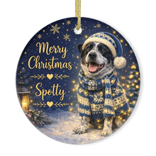 Load image into Gallery viewer, Blue Heeler Christmas Ornament - Cozy Winter Pet Portrait Design - Personalize with Photo and Name-Christmas Ornament-Blue Heeler,Christmas,Christmas Ornament,Personalize Artwork-3
