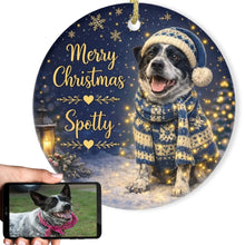 Load image into Gallery viewer, Blue Heeler Christmas Ornament - Cozy Winter Pet Portrait Design - Personalize with Photo and Name-Christmas Ornament-Blue Heeler,Christmas,Christmas Ornament,Personalize Artwork-1