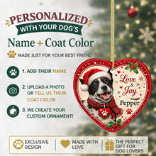 Load image into Gallery viewer, Blue Heeler Christmas Ornament - Love &amp; Joy Heart Shaped Portrait - Personalize with Photo and Name-Christmas Ornament-Blue Heeler,Christmas,Christmas Ornament,Personalize Artwork-2
