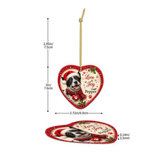 Load image into Gallery viewer, Blue Heeler Christmas Ornament - Love &amp; Joy Heart Shaped Portrait - Personalize with Photo and Name-Christmas Ornament-Blue Heeler,Christmas,Christmas Ornament,Personalize Artwork-5