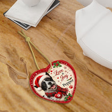 Load image into Gallery viewer, Blue Heeler Christmas Ornament - Love &amp; Joy Heart Shaped Portrait - Personalize with Photo and Name-Christmas Ornament-Blue Heeler,Christmas,Christmas Ornament,Personalize Artwork-7
