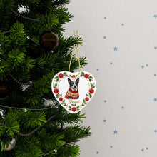 Load image into Gallery viewer, Blue Heeler Ornament - Personalized Heart Shaped Christmas Rose Border - with Name-Christmas Ornament-Blue Heeler,Christmas,Christmas Ornament,Personalize Artwork-3