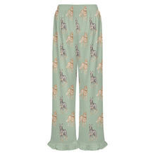 Load image into Gallery viewer, Blue Heeler Pajama Pants for Women - Ruffle Hem Design - Watercolor Elegance Australian Blue Heeler-Pajamas-Apparel,Blue Heeler,Dog Mom Gifts,Pajamas-11