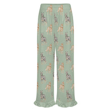 Load image into Gallery viewer, Blue Heeler Pajama Pants for Women - Ruffle Hem Design - Watercolor Elegance Australian Blue Heeler-Pajamas-Apparel,Blue Heeler,Dog Mom Gifts,Pajamas-13