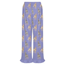 Load image into Gallery viewer, Blue Heeler Pajama Pants for Women - Ruffle Hem Design - Watercolor Elegance Australian Blue Heeler-Pajamas-Apparel,Blue Heeler,Dog Mom Gifts,Pajamas-16