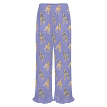Load image into Gallery viewer, Blue Heeler Pajama Pants for Women - Ruffle Hem Design - Watercolor Elegance Australian Blue Heeler-Pajamas-Apparel,Blue Heeler,Dog Mom Gifts,Pajamas-18
