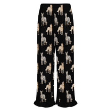 Load image into Gallery viewer, Blue Heeler Pajama Pants for Women - Ruffle Hem Design - Watercolor Elegance Australian Blue Heeler-Pajamas-Apparel,Blue Heeler,Dog Mom Gifts,Pajamas-22