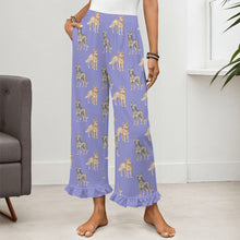 Load image into Gallery viewer, Blue Heeler Pajama Pants for Women - Ruffle Hem Design - Watercolor Elegance Australian Blue Heeler-Pajamas-Apparel,Blue Heeler,Dog Mom Gifts,Pajamas-17