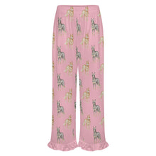 Load image into Gallery viewer, Blue Heeler Pajama Pants for Women - Ruffle Hem Design - Watercolor Elegance Australian Blue Heeler-Pajamas-Apparel,Blue Heeler,Dog Mom Gifts,Pajamas-8