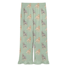 Load image into Gallery viewer, Blue Heeler Pajama Pants for Women - Ruffle Hem Design - Watercolor Elegance Australian Blue Heeler-Pajamas-Apparel,Blue Heeler,Dog Mom Gifts,Pajamas-10