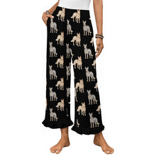 Load image into Gallery viewer, Blue Heeler Pajama Pants for Women - Ruffle Hem Design - Watercolor Elegance Australian Blue Heeler-Pajamas-Apparel,Blue Heeler,Dog Mom Gifts,Pajamas-Black-S-1