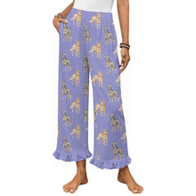 Load image into Gallery viewer, Blue Heeler Pajama Pants for Women - Ruffle Hem Design - Watercolor Elegance Australian Blue Heeler-Pajamas-Apparel,Blue Heeler,Dog Mom Gifts,Pajamas-Lavender-S-14