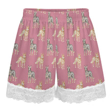 Load image into Gallery viewer, Blue Heeler Shorts for Women - Lace Trim Design - Watercolor Elegance Australian Blue Heeler-Pajamas-Apparel,Blue Heeler,Dog Mom Gifts,Pajamas-5