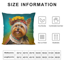 Load image into Gallery viewer, Bohemian Rhapsody Yorkie Plush Pillow Case-Cushion Cover-Dog Dad Gifts, Dog Mom Gifts, Home Decor, Pillows, Yorkshire Terrier-12 &quot;×12 &quot;-White-1