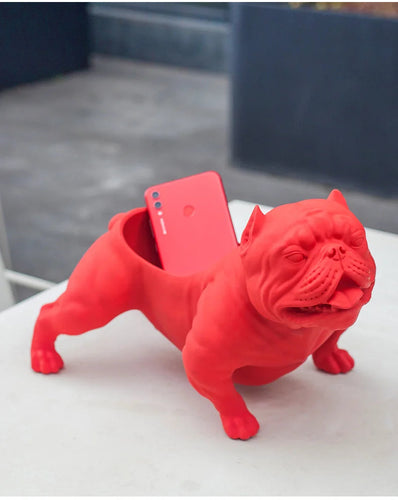Bold American Bully Resin Organizer - Large - Vibrant Red Multi-Use Caddy-Home Decor-American Bully, Home Decor, Statue-red-15