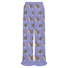 Load image into Gallery viewer, Border Collie Pajama Pants for Women - Ruffle Hem Design - Watercolor Delight Border Collies-Pajamas-Apparel,Border Collie,Dog Mom Gifts,Pajamas-11