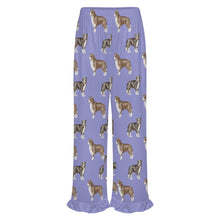 Load image into Gallery viewer, Border Collie Pajama Pants for Women - Ruffle Hem Design - Watercolor Delight Border Collies-Pajamas-Apparel,Border Collie,Dog Mom Gifts,Pajamas-13