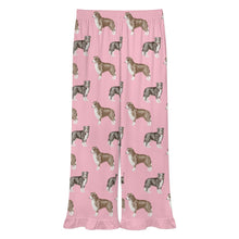 Load image into Gallery viewer, Border Collie Pajama Pants for Women - Ruffle Hem Design - Watercolor Delight Border Collies-Pajamas-Apparel,Border Collie,Dog Mom Gifts,Pajamas-15