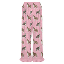Load image into Gallery viewer, Border Collie Pajama Pants for Women - Ruffle Hem Design - Watercolor Delight Border Collies-Pajamas-Apparel,Border Collie,Dog Mom Gifts,Pajamas-16