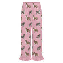 Load image into Gallery viewer, Border Collie Pajama Pants for Women - Ruffle Hem Design - Watercolor Delight Border Collies-Pajamas-Apparel,Border Collie,Dog Mom Gifts,Pajamas-18