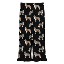 Load image into Gallery viewer, Border Collie Pajama Pants for Women - Ruffle Hem Design - Watercolor Delight Border Collies-Pajamas-Apparel,Border Collie,Dog Mom Gifts,Pajamas-19