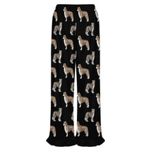Load image into Gallery viewer, Border Collie Pajama Pants for Women - Ruffle Hem Design - Watercolor Delight Border Collies-Pajamas-Apparel,Border Collie,Dog Mom Gifts,Pajamas-20