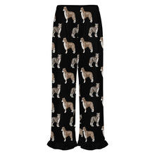 Load image into Gallery viewer, Border Collie Pajama Pants for Women - Ruffle Hem Design - Watercolor Delight Border Collies-Pajamas-Apparel,Border Collie,Dog Mom Gifts,Pajamas-22