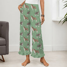 Load image into Gallery viewer, Border Collie Pajama Pants for Women - Ruffle Hem Design - Watercolor Delight Border Collies-Pajamas-Apparel,Border Collie,Dog Mom Gifts,Pajamas-7