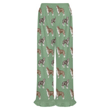 Load image into Gallery viewer, Border Collie Pajama Pants for Women - Ruffle Hem Design - Watercolor Delight Border Collies-Pajamas-Apparel,Border Collie,Dog Mom Gifts,Pajamas-6