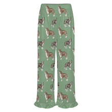 Load image into Gallery viewer, Border Collie Pajama Pants for Women - Ruffle Hem Design - Watercolor Delight Border Collies-Pajamas-Apparel,Border Collie,Dog Mom Gifts,Pajamas-8