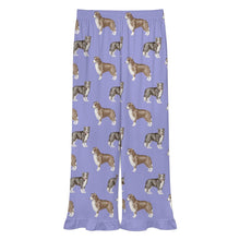 Load image into Gallery viewer, Border Collie Pajama Pants for Women - Ruffle Hem Design - Watercolor Delight Border Collies-Pajamas-Apparel,Border Collie,Dog Mom Gifts,Pajamas-10