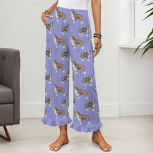 Load image into Gallery viewer, Border Collie Pajama Pants for Women - Ruffle Hem Design - Watercolor Delight Border Collies-Pajamas-Apparel,Border Collie,Dog Mom Gifts,Pajamas-12