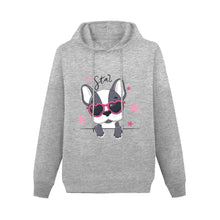 Load image into Gallery viewer, Born to Be a Star Boston Terrier Women&#39;s Cotton Fleece Hoodie Sweatshirt-Apparel-Apparel, Boston Terrier, Hoodie, Sweatshirt-Gray-XS-3