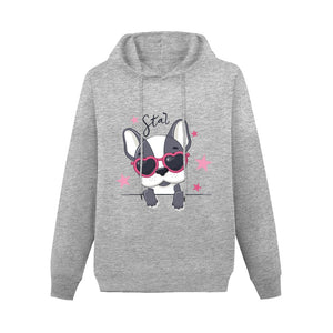 Born to Be a Star Boston Terrier Women's Cotton Fleece Hoodie Sweatshirt-Apparel-Apparel, Boston Terrier, Hoodie, Sweatshirt-Gray-XS-3