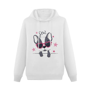 Born to Be a Star Boston Terrier Women's Cotton Fleece Hoodie Sweatshirt-Apparel-Apparel, Boston Terrier, Hoodie, Sweatshirt-White-XS-4