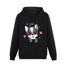 Load image into Gallery viewer, Born to Be a Star Boston Terrier Women&#39;s Cotton Fleece Hoodie Sweatshirt-Apparel-Apparel, Boston Terrier, Hoodie, Sweatshirt-Black-XS-1