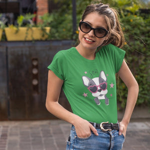 Born to Be a Star Boston Terrier Women's Cotton T-Shirts - 5 Colors-Apparel-Apparel, Boston Terrier, Shirt, T Shirt-Green-Small-4