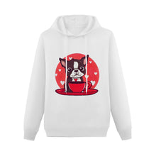 Load image into Gallery viewer, Boston Terrier and Coffee Love Women&#39;s Cotton Fleece Hoodie Sweatshirt-Apparel-Apparel, Boston Terrier, Hoodie, Sweatshirt-White-XS-3