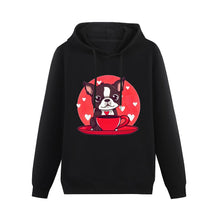 Load image into Gallery viewer, Boston Terrier and Coffee Love Women&#39;s Cotton Fleece Hoodie Sweatshirt-Apparel-Apparel, Boston Terrier, Hoodie, Sweatshirt-Black-XS-1